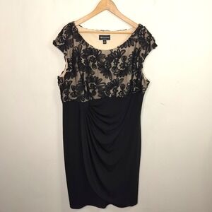 Connected Woman Lace Dress Wrap Front Cocktail Party